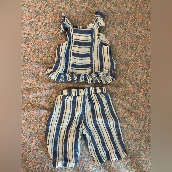 Little Lasso Striped Baby Outfit in Blue and White - Picture 2 of 2